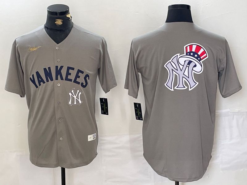 Men New York Yankees Blank Grey Throwback Nike Game 2024 MLB Jersey style 4->new york yankees->MLB Jersey